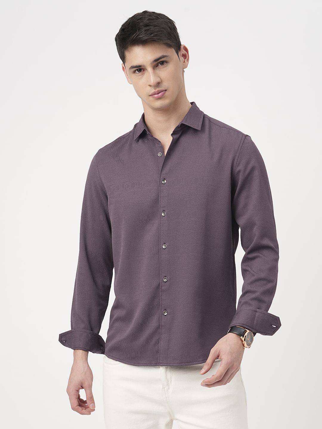 Snazzy Plum Textured Shirt