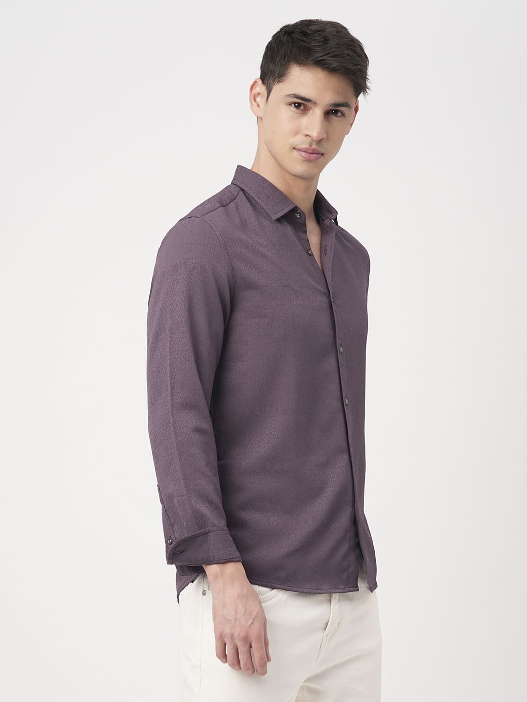 Snazzy Plum Textured Shirt