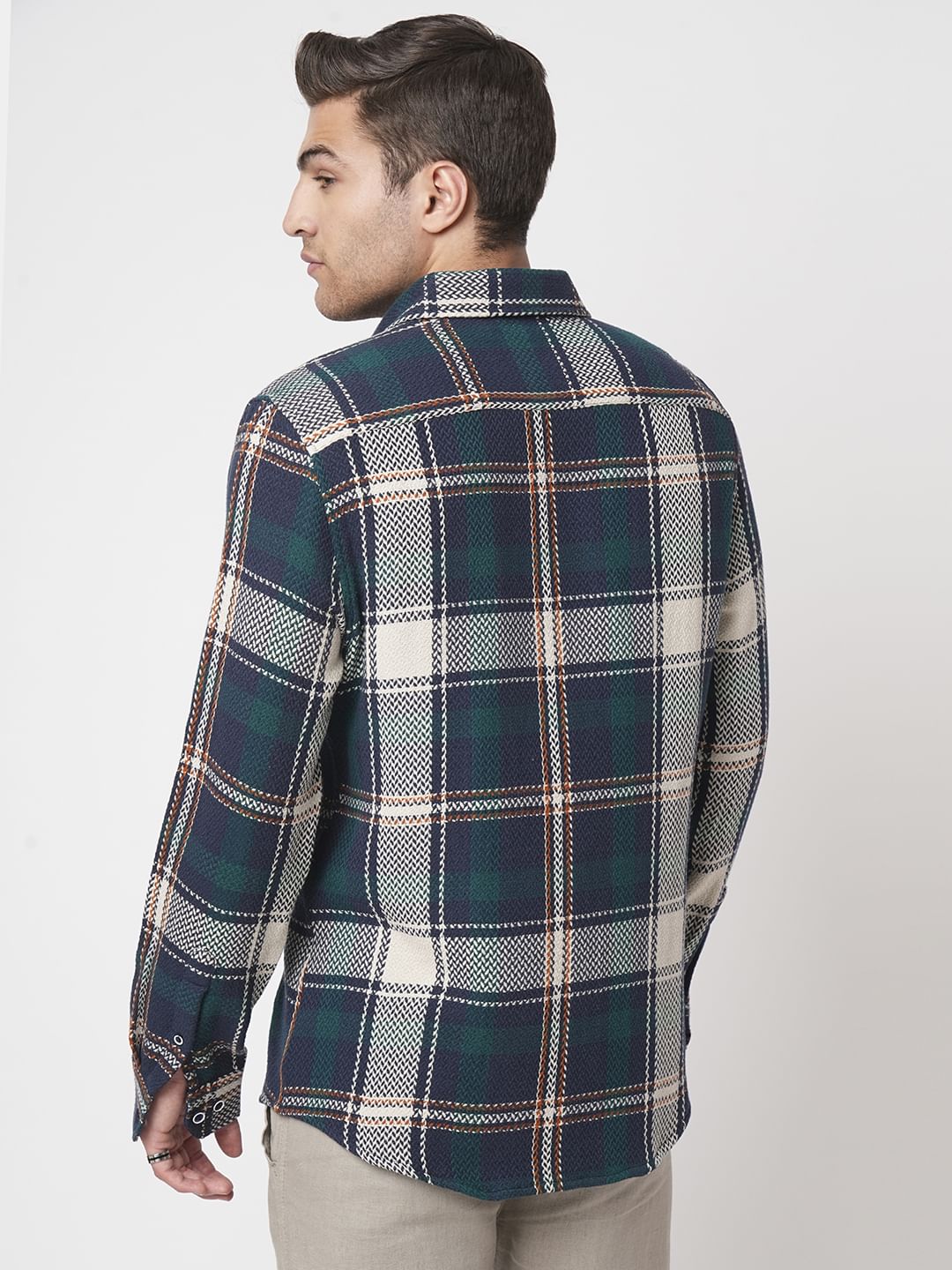 Multicolour Tweed Checks Flannel Shirt