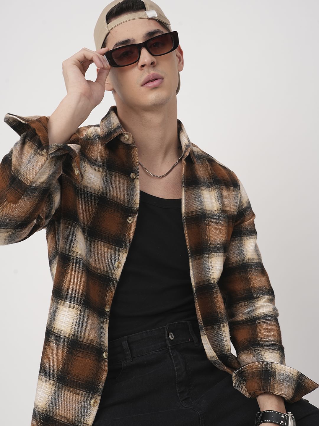 Super Soft Rust Brown Tartan Checked Flannel Shirt