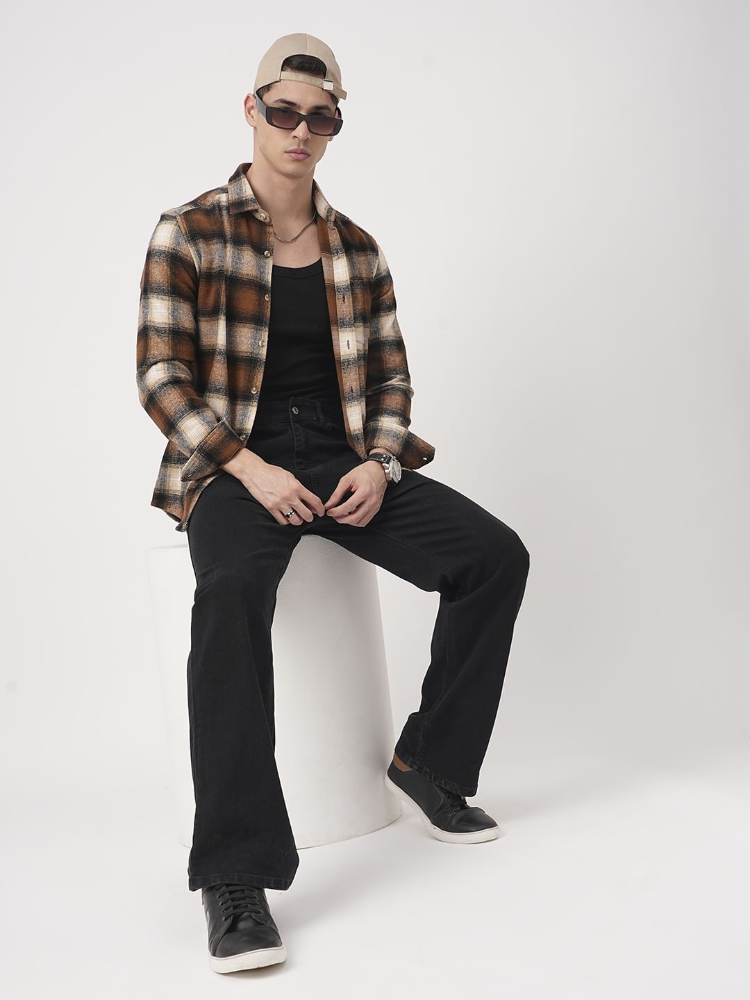 Super Soft Rust Brown Tartan Checked Flannel Shirt