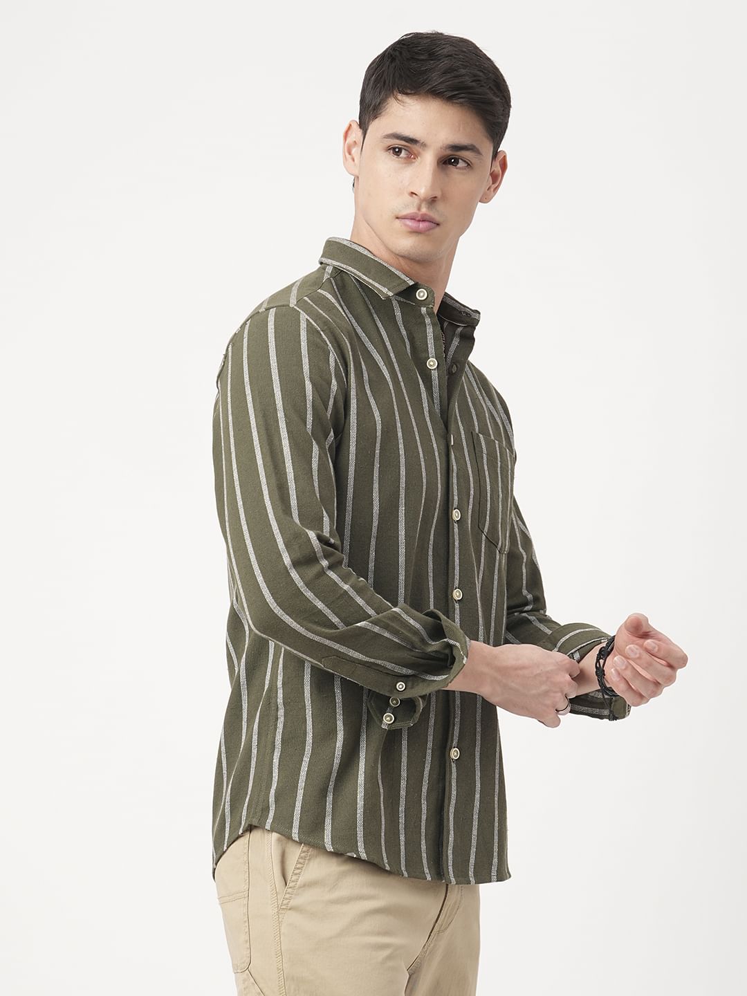 Seaweed Green Chalk Striped Shirt