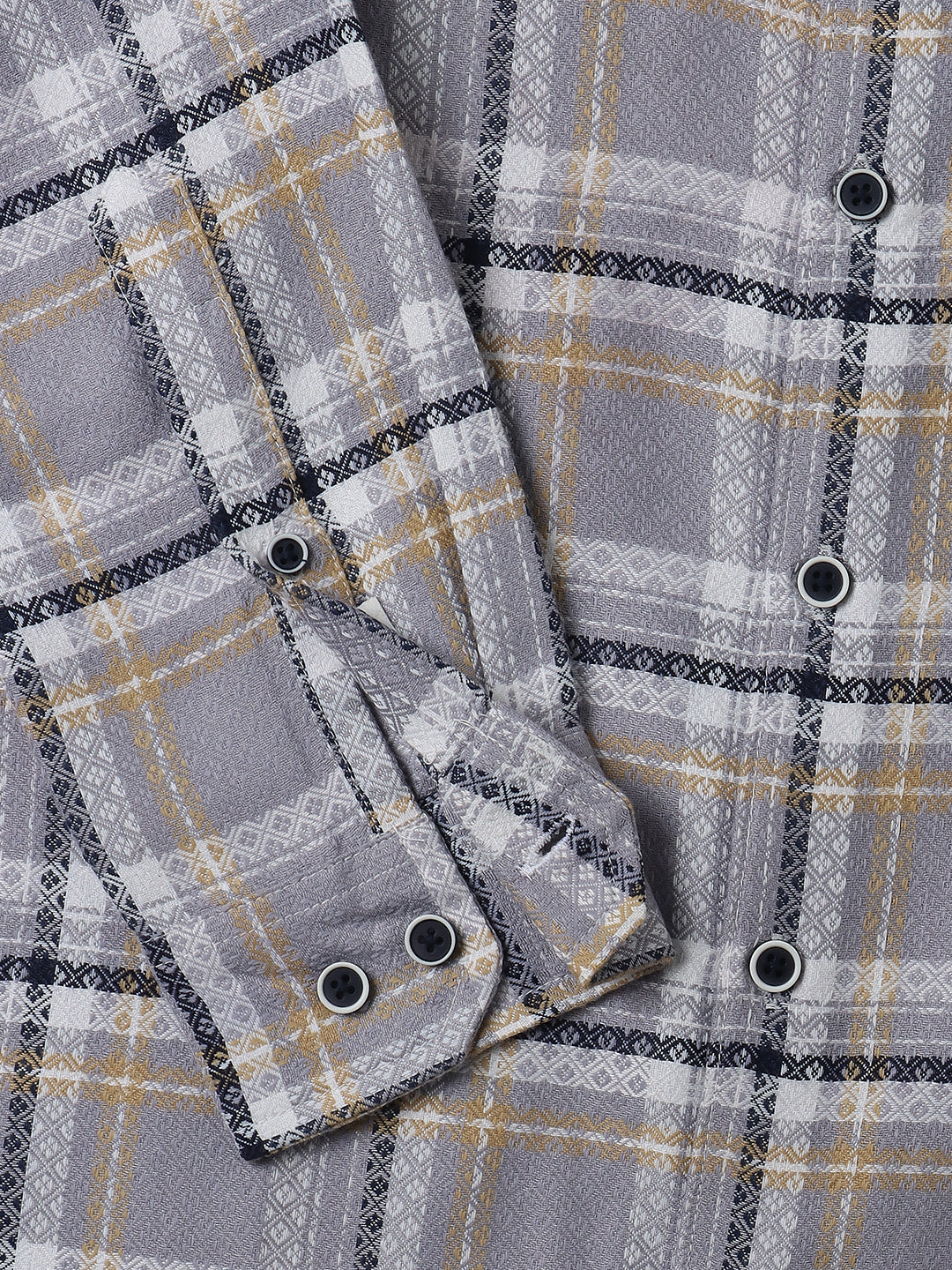 Fossil Grey Diamond Jacquard Checkered Shirt