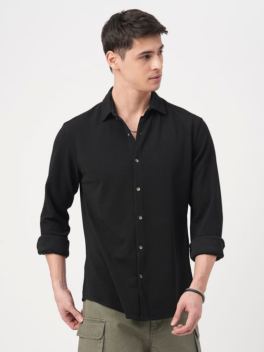 Obsidian Black Textured Shirt