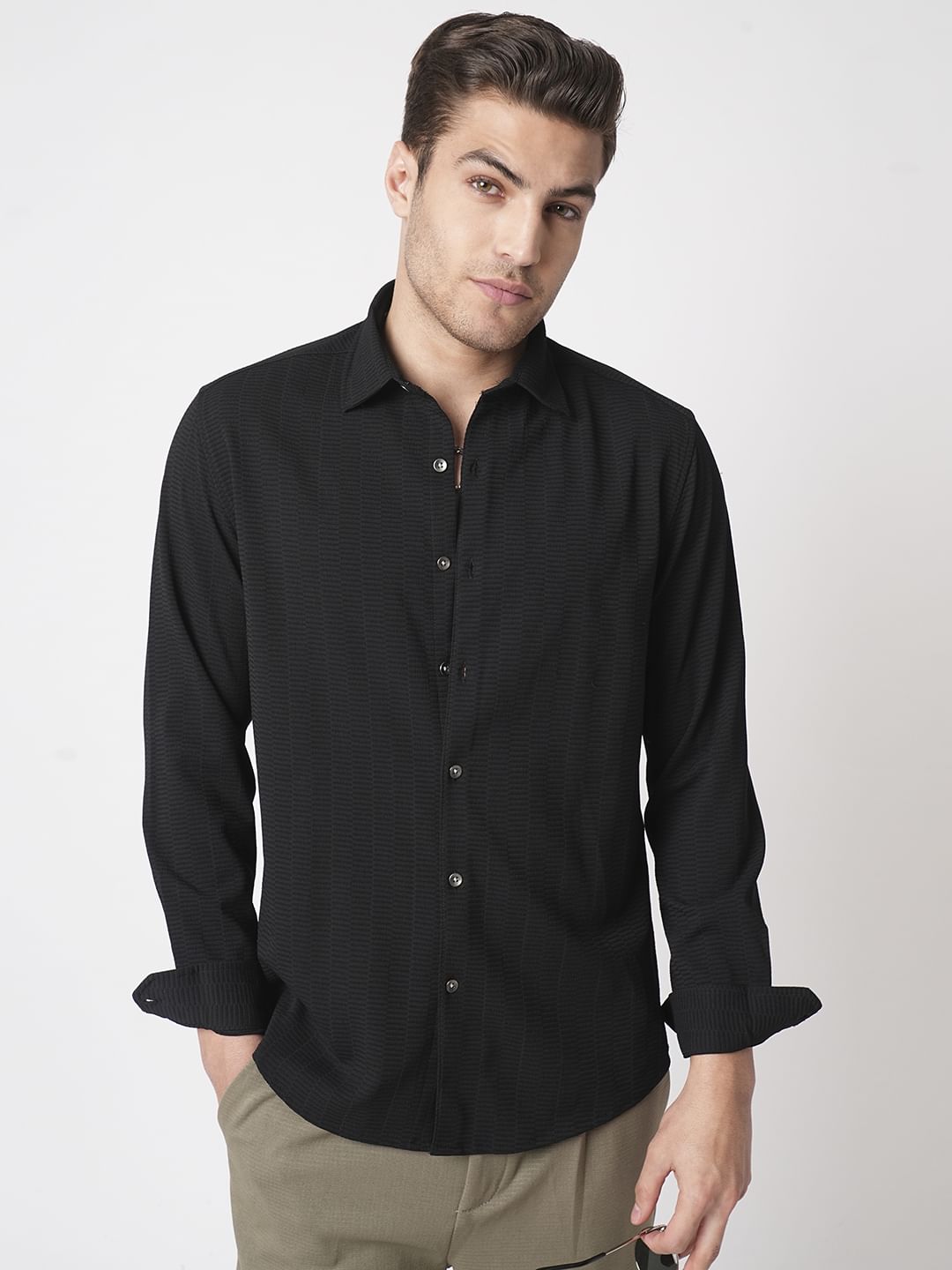Midnight Black Textured Shirt