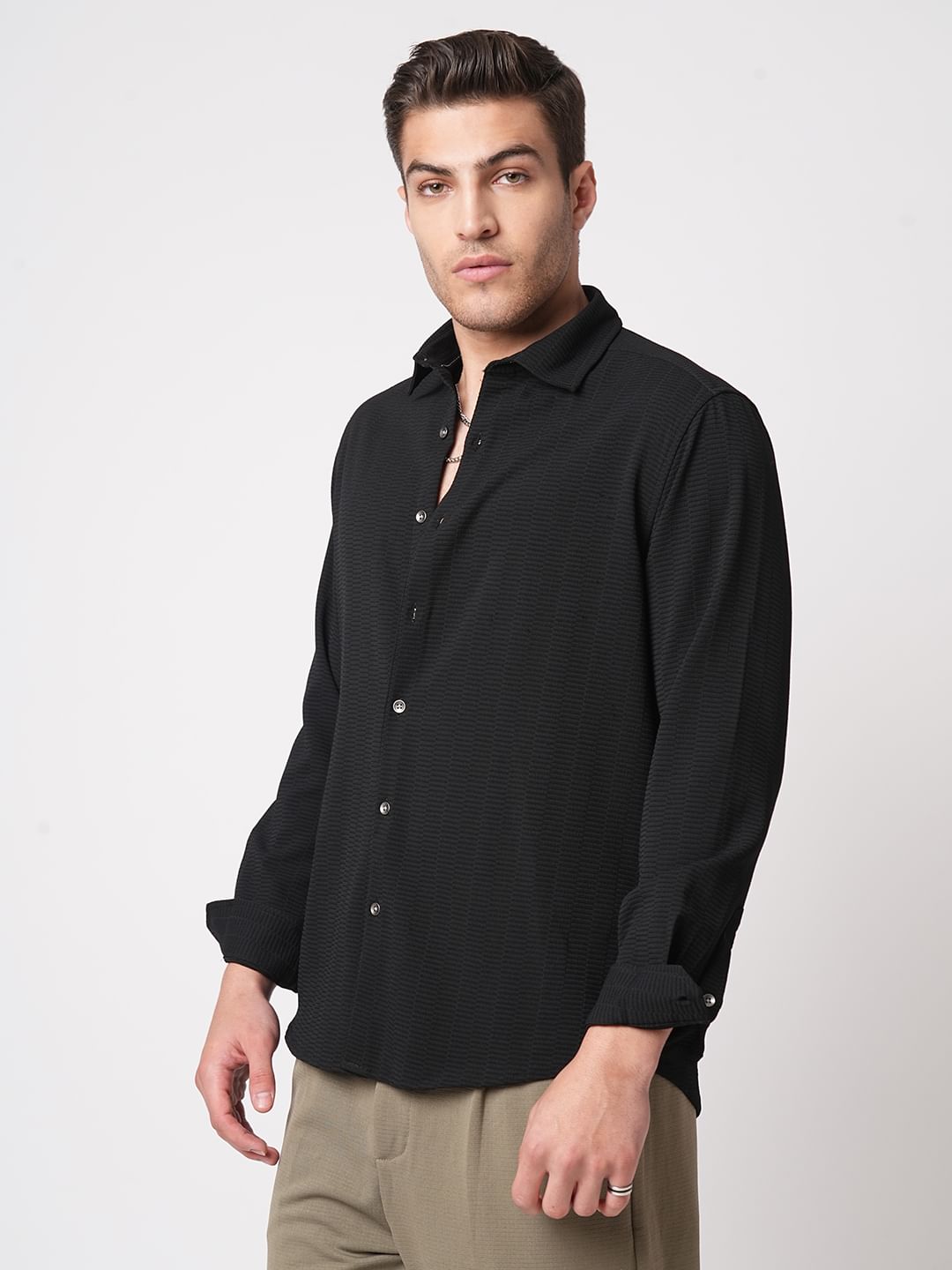 Midnight Black Textured Shirt