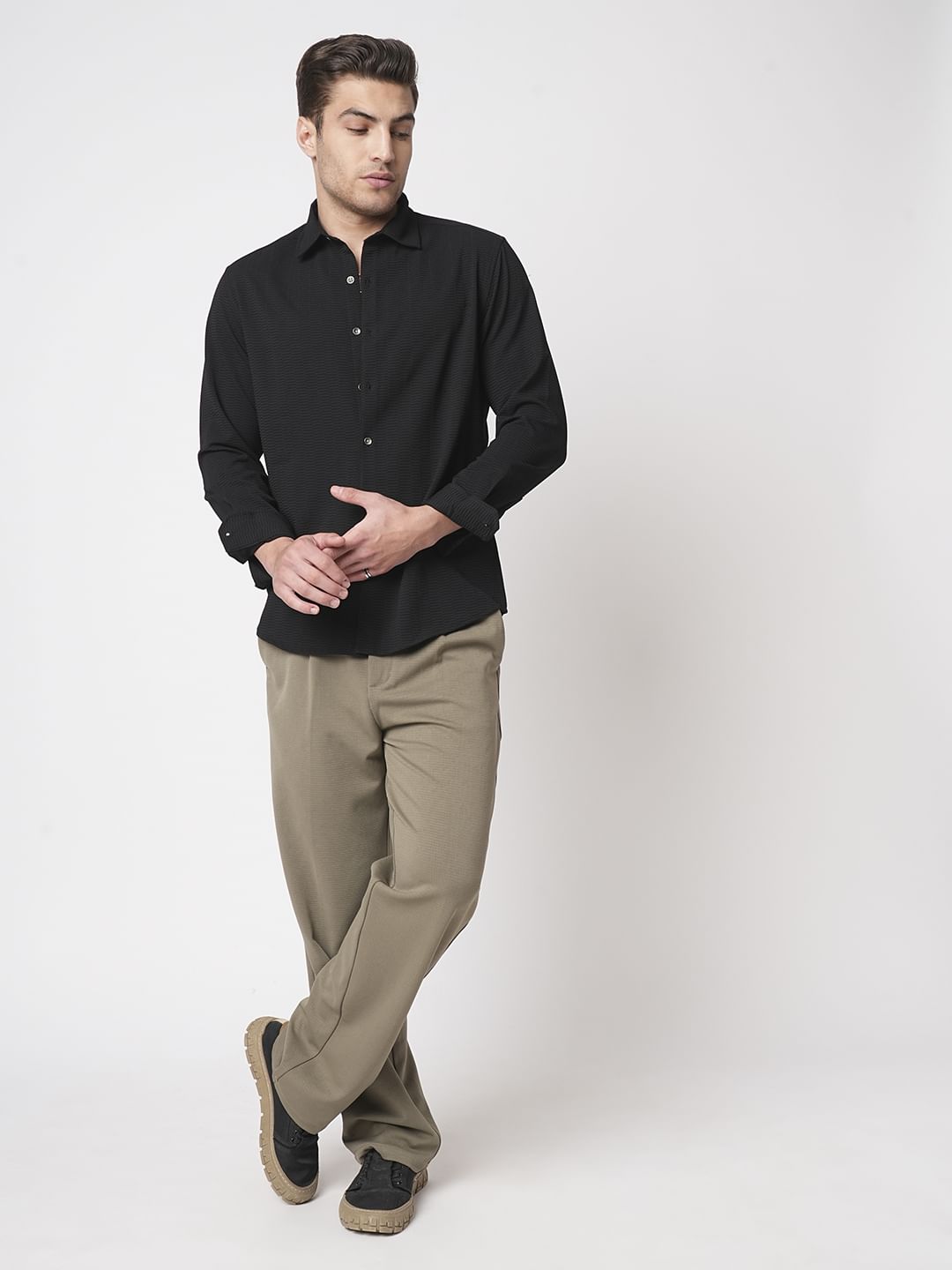 Midnight Black Textured Shirt