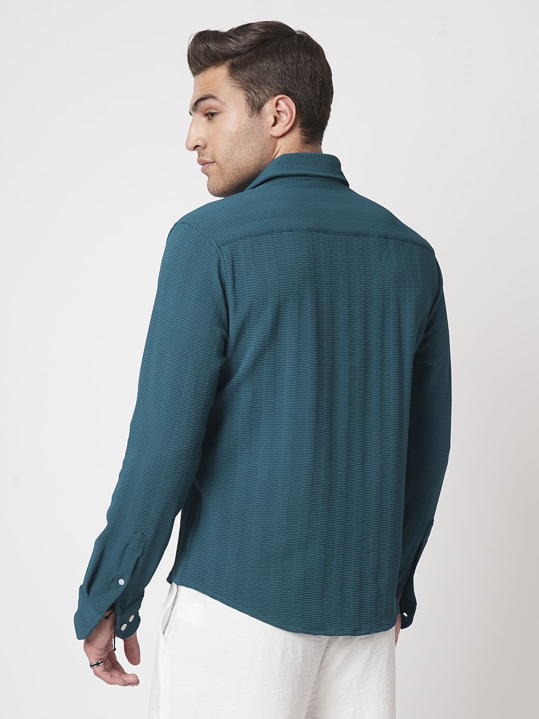 Teal Blue Textured Shirt
