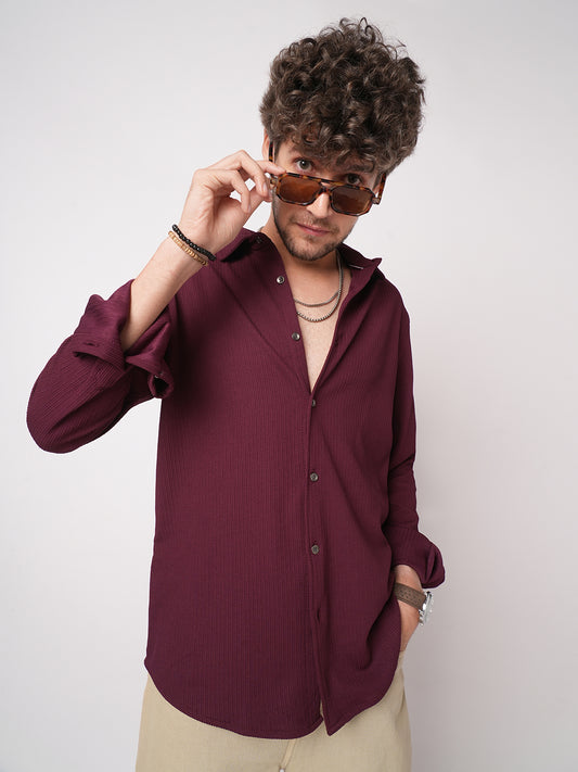 Royal Maroon Textured Shirt