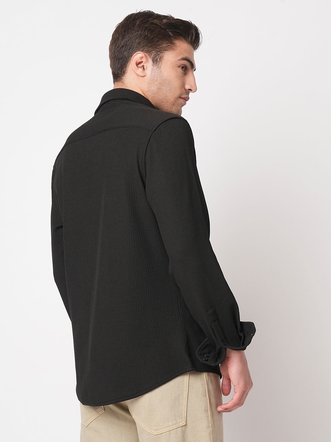 Jade Black Textured Shirt