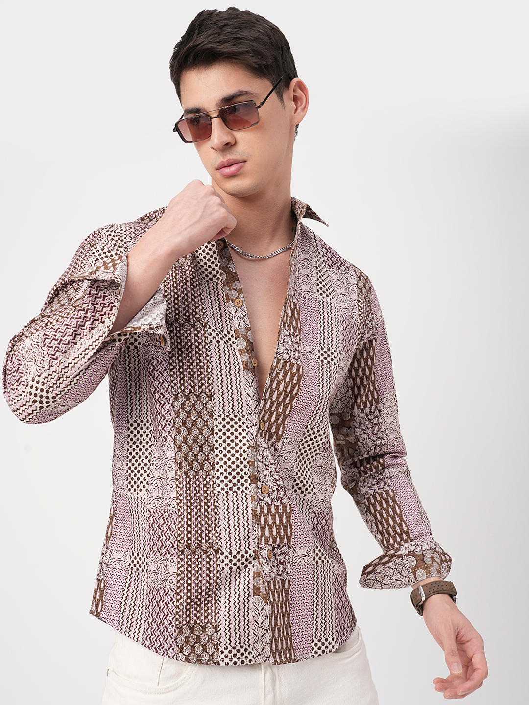 Brown Kalamkari Printed Shirt