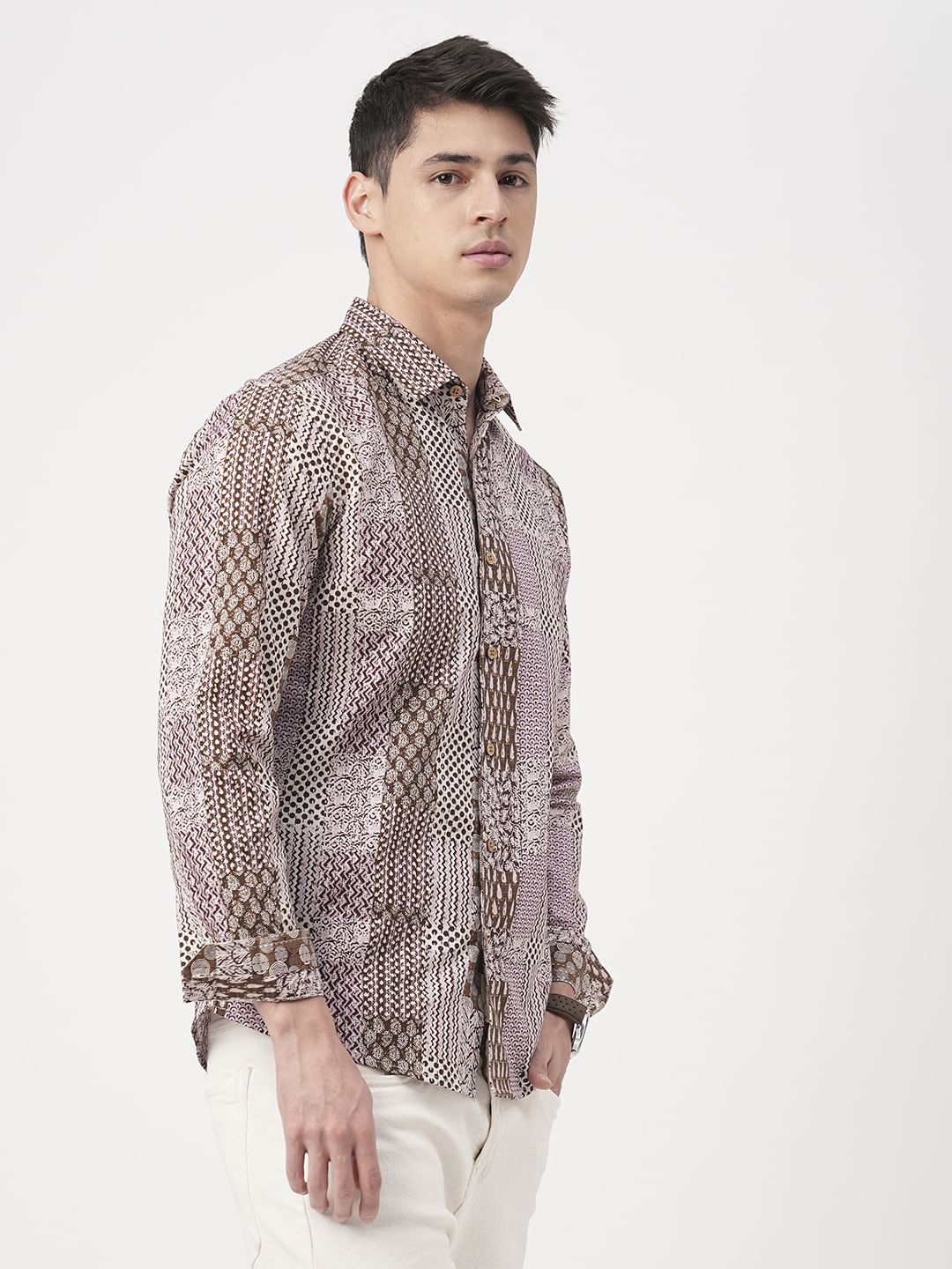 Brown Kalamkari Printed Shirt