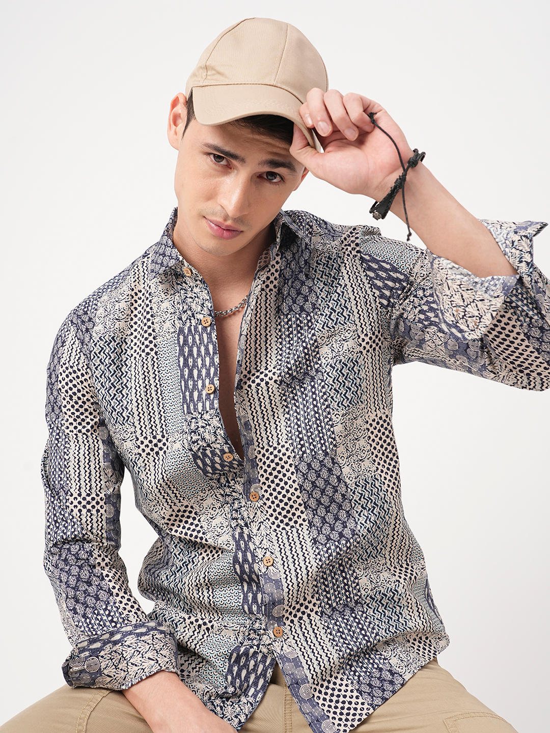 Navy Blue Kalamkari Printed Shirt