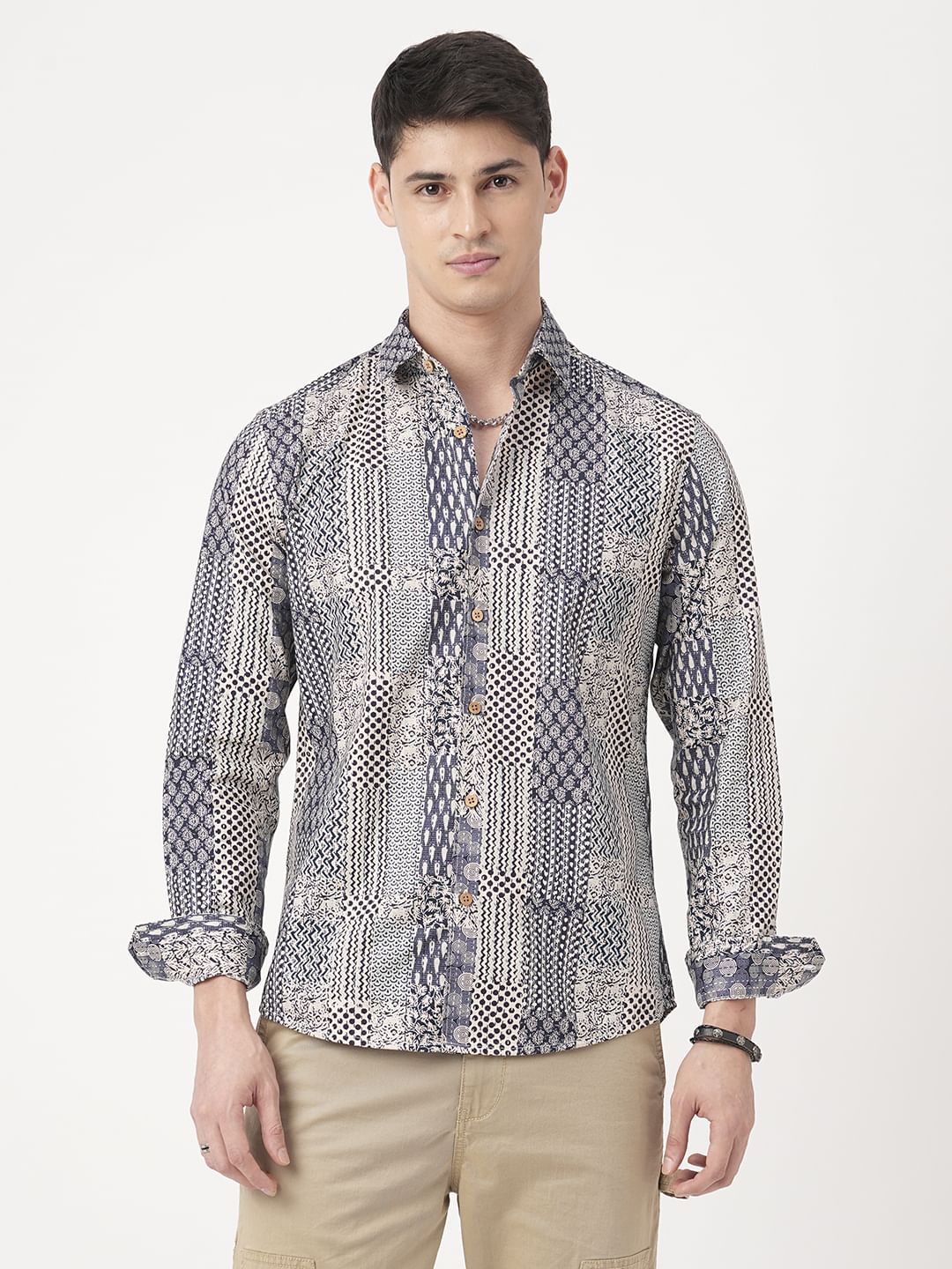 Navy Blue Kalamkari Printed Shirt