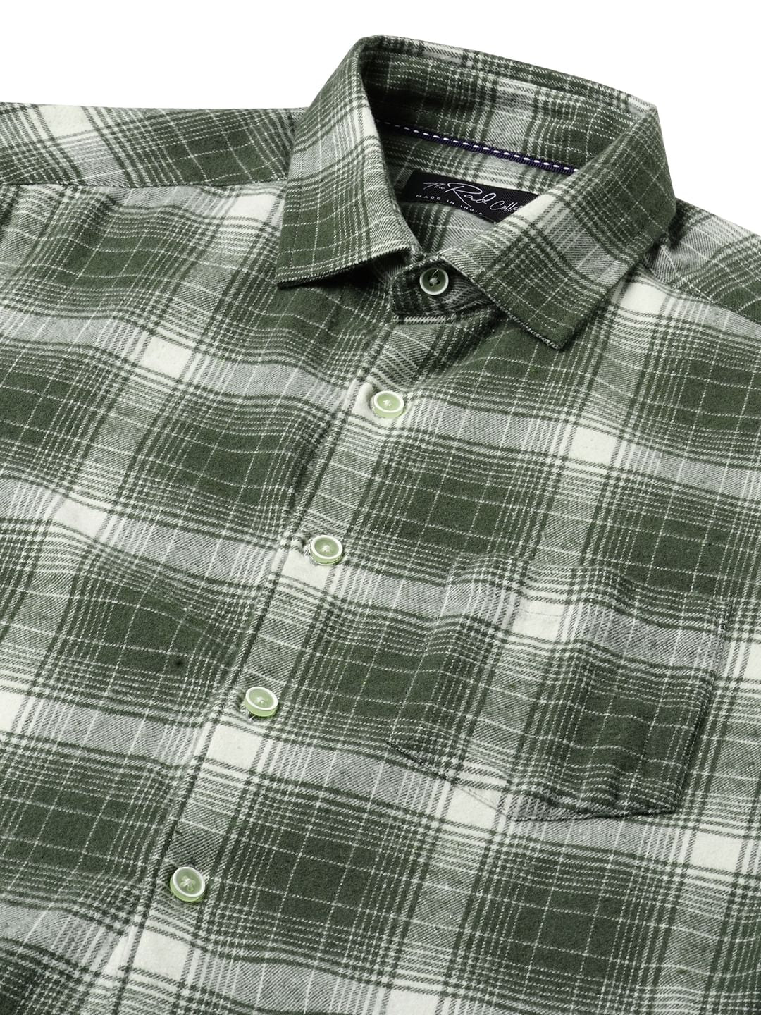 Olive & White Flannel Plaid Checkered Shirt