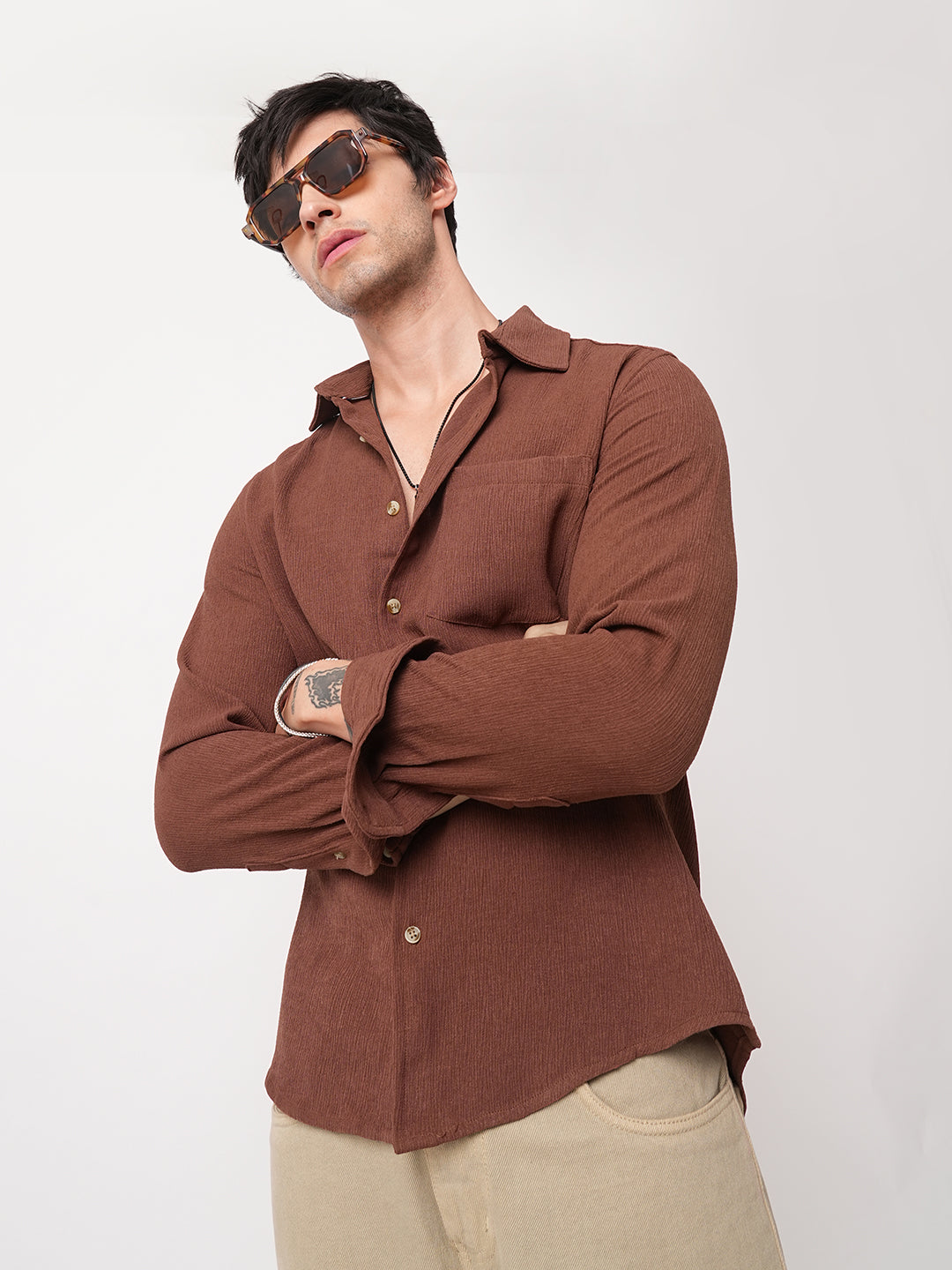 cinnamon color dress shirt 3sixteen - Short Sleeve Loop Shirt