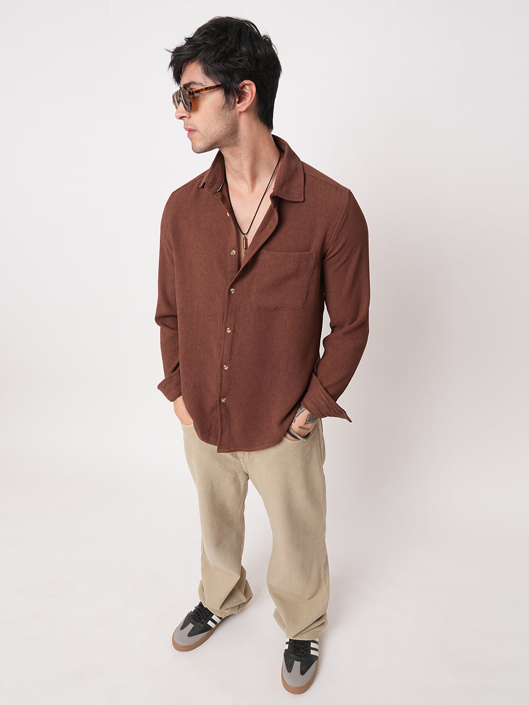 Sauve Cinnamon Brown Crepe Shirt