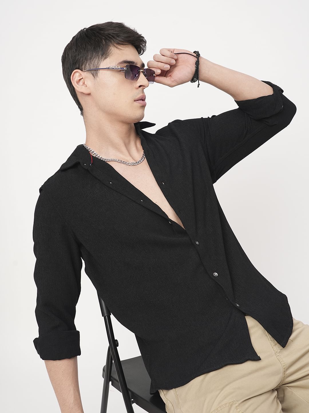 Ink Black Crepe Shirt