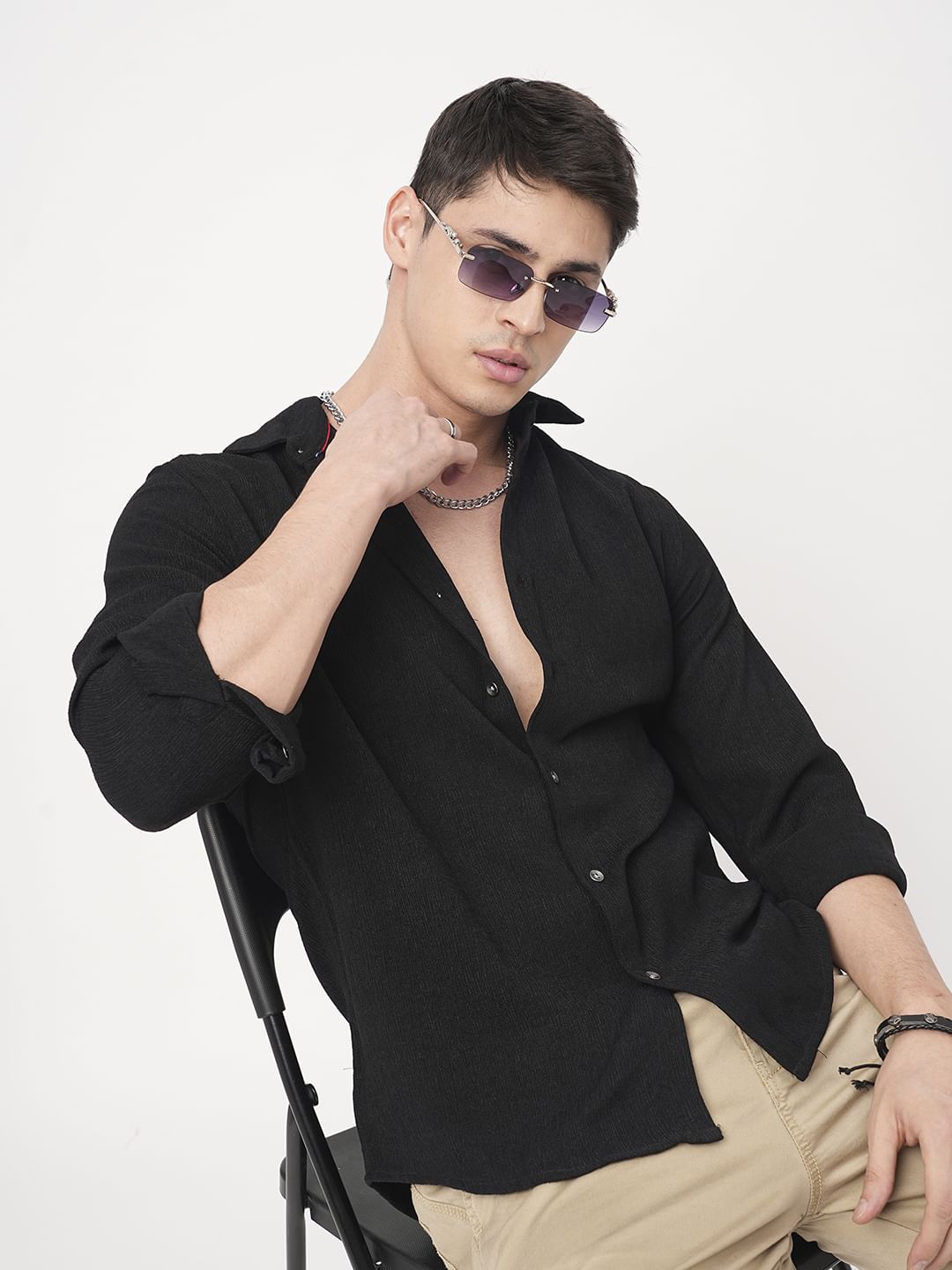 Ink Black Crepe Shirt