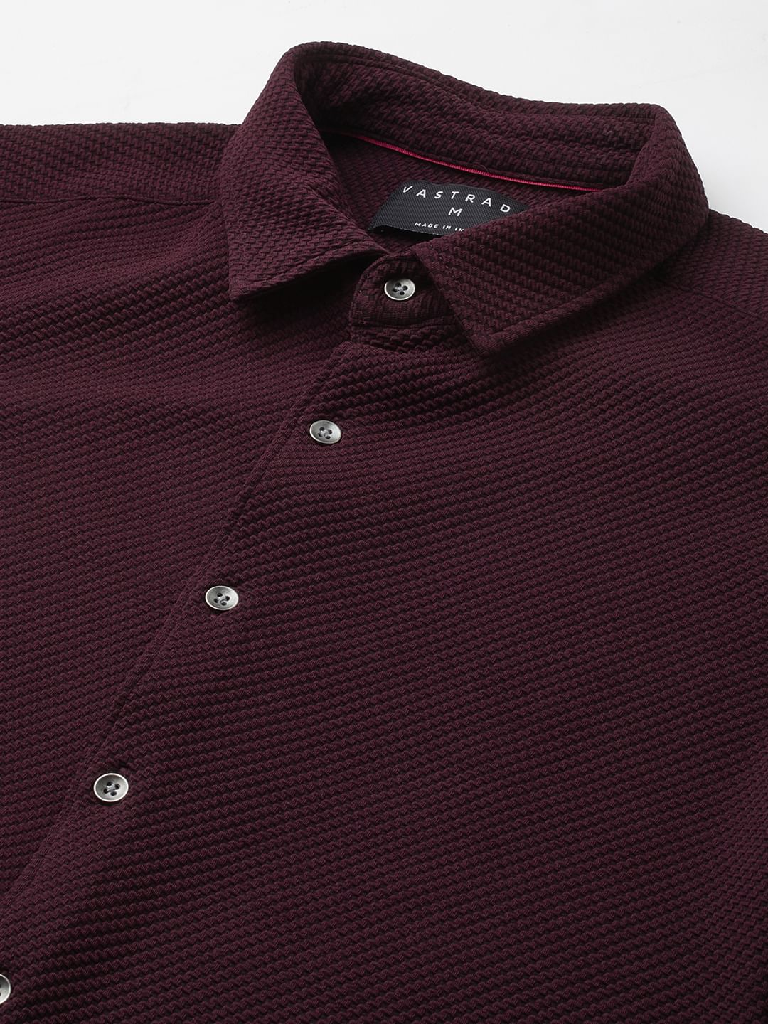 Burnt Maroon Embossed Textured Shirt