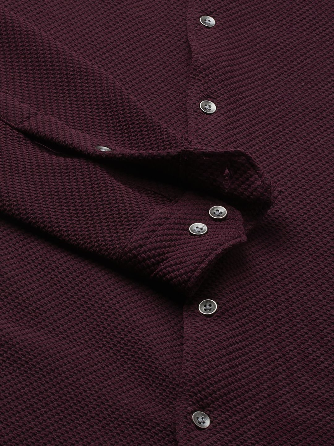 Burnt Maroon Embossed Textured Shirt
