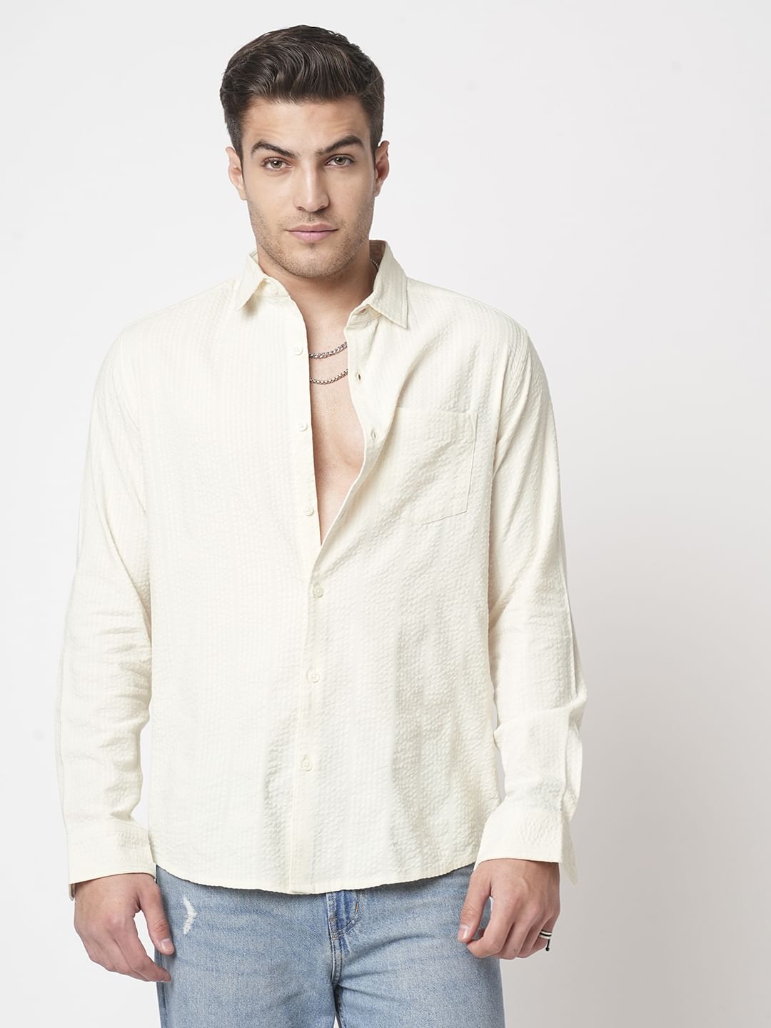 Ivory Seersucker Shirt