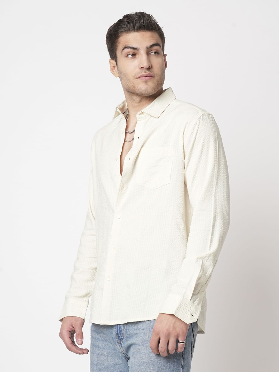 Ivory Seersucker Shirt