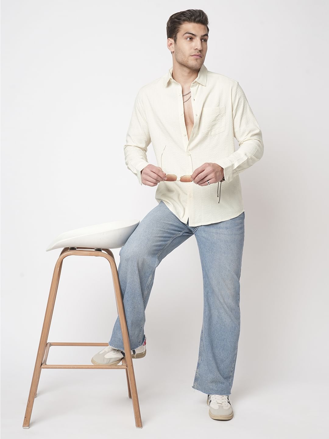 Ivory Seersucker Shirt