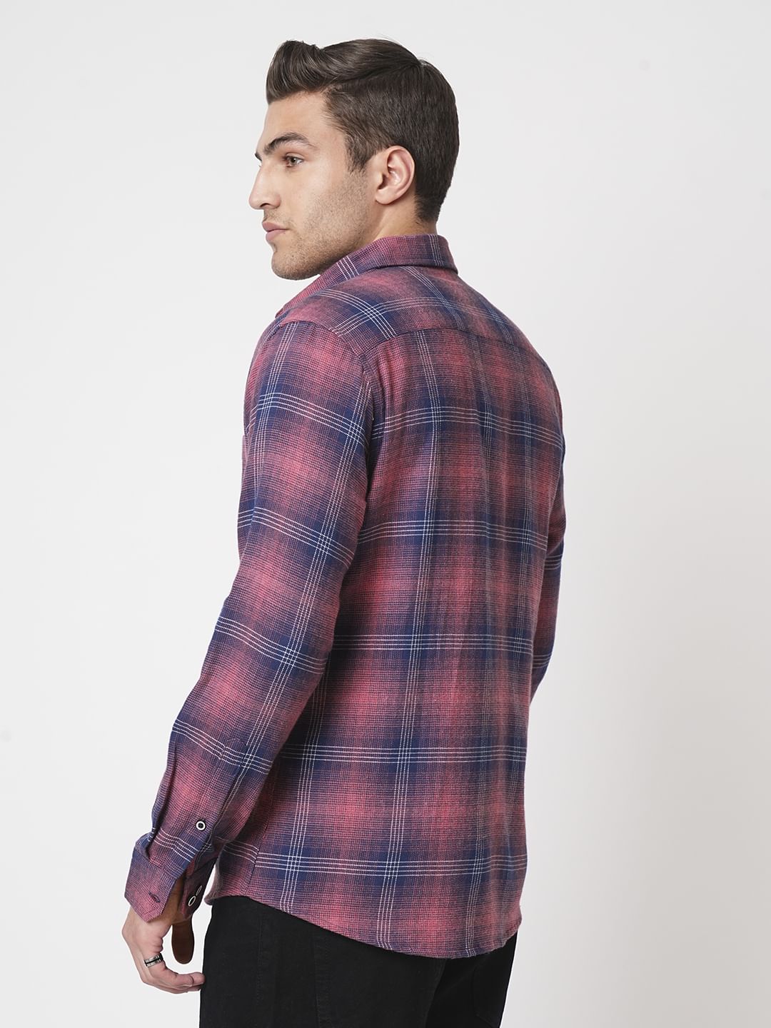 Sugar Pink & Navy Tartan Checks Shirt
