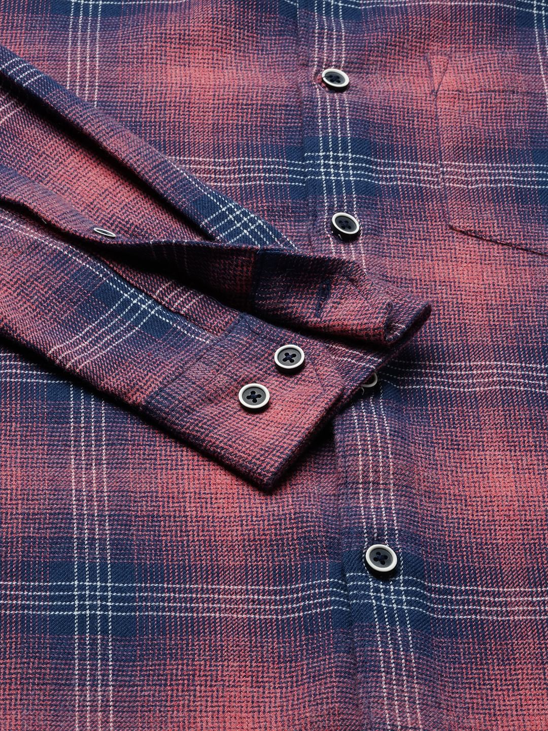 Sugar Pink & Navy Tartan Checks Shirt