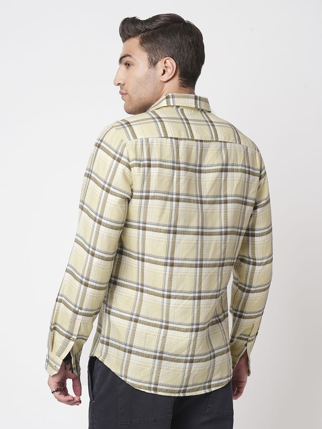 Finesse Beige Box Checks Shirt