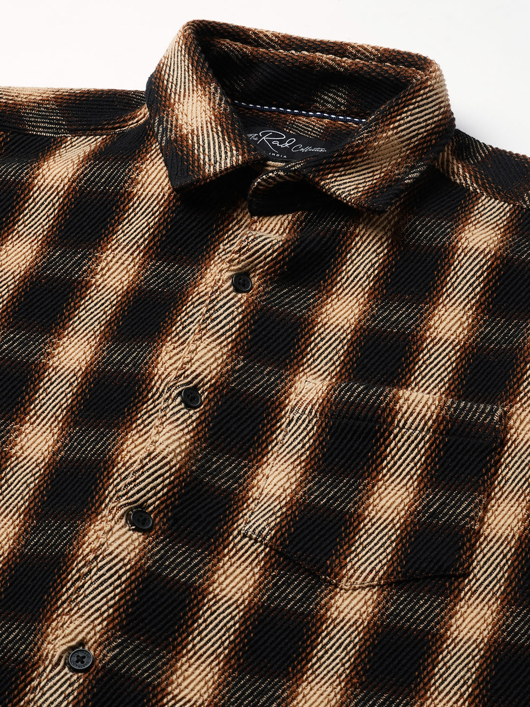 Vintage Russet Brown Plaid Checks Twill Shirt