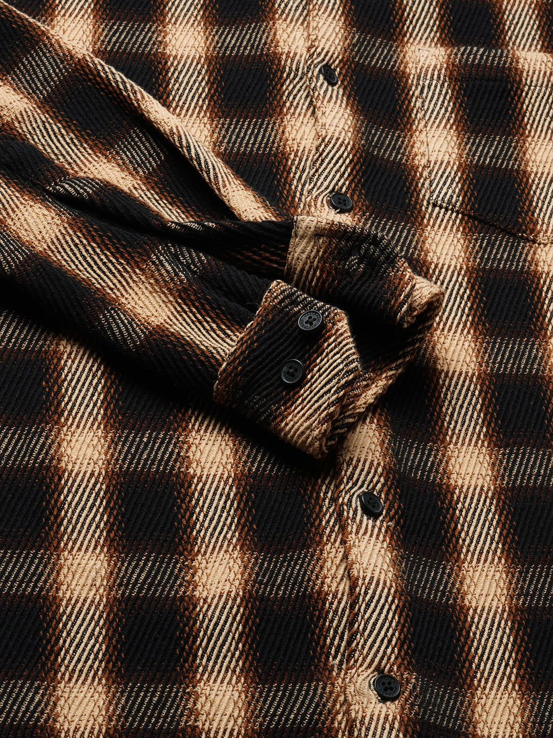Vintage Russet Brown Plaid Checks Twill Shirt