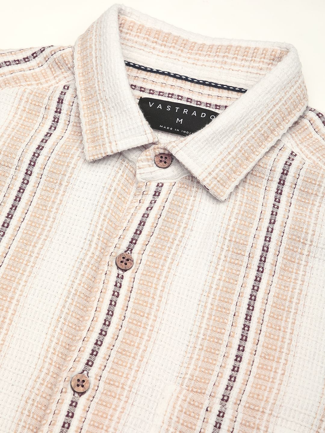Beige Interweave Broad Striped Shirt