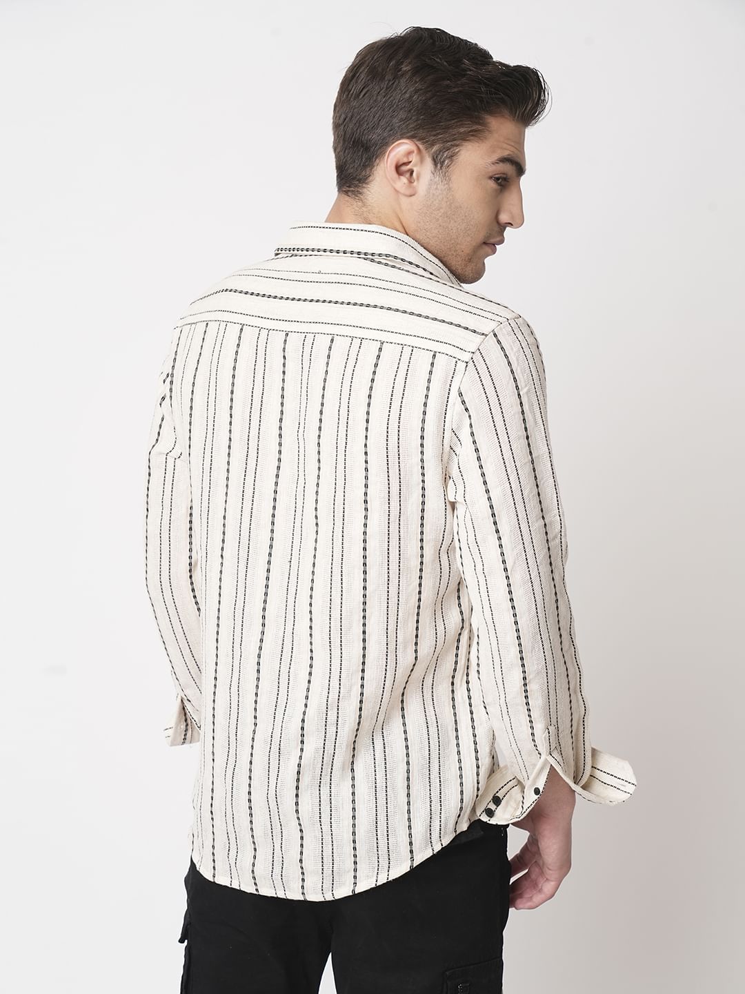 Burlap Ivory Vertical Striped Dobby Shirt