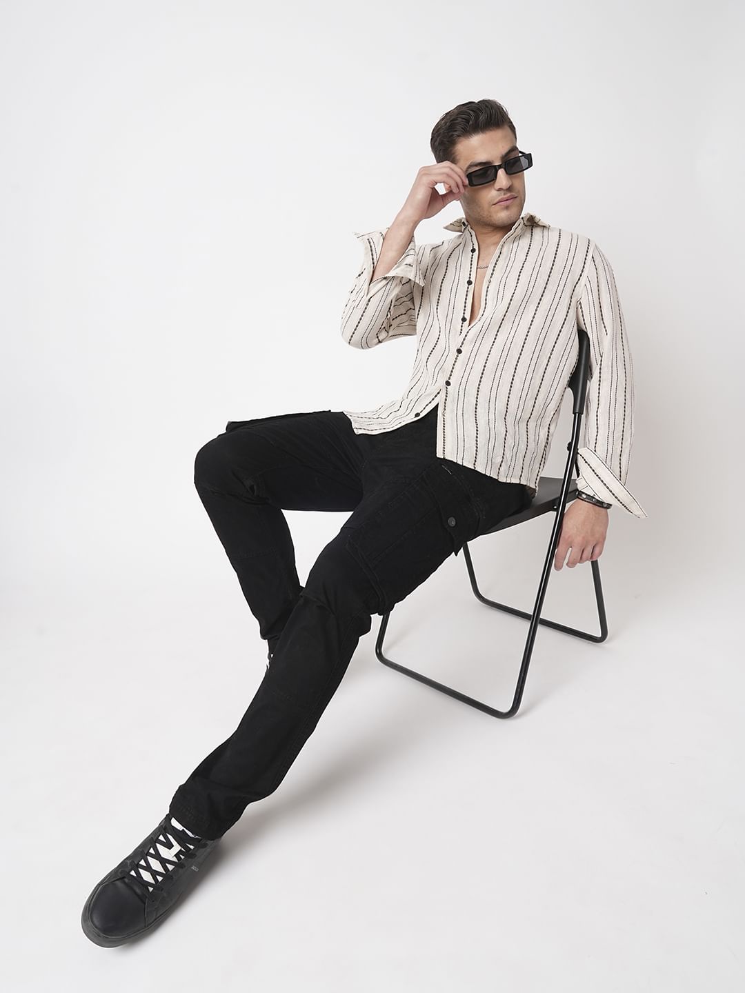 Burlap Ivory Vertical Striped Dobby Shirt