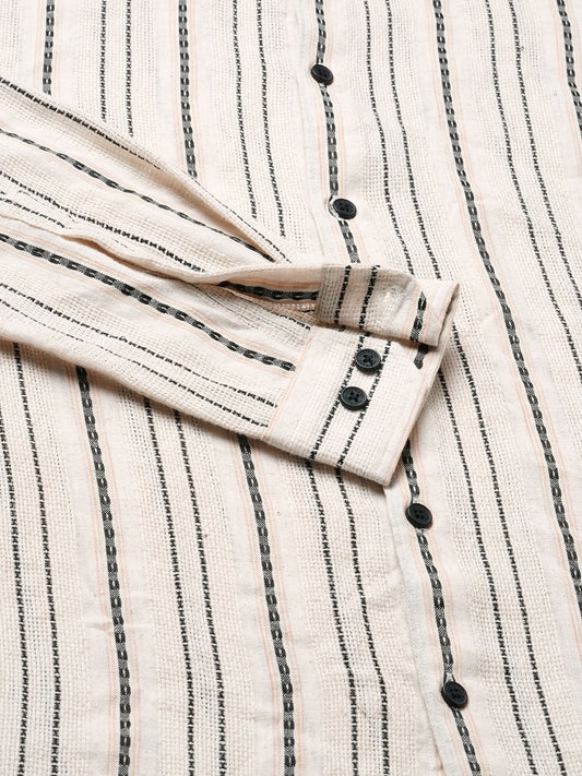 Burlap Ivory Vertical Striped Dobby Shirt