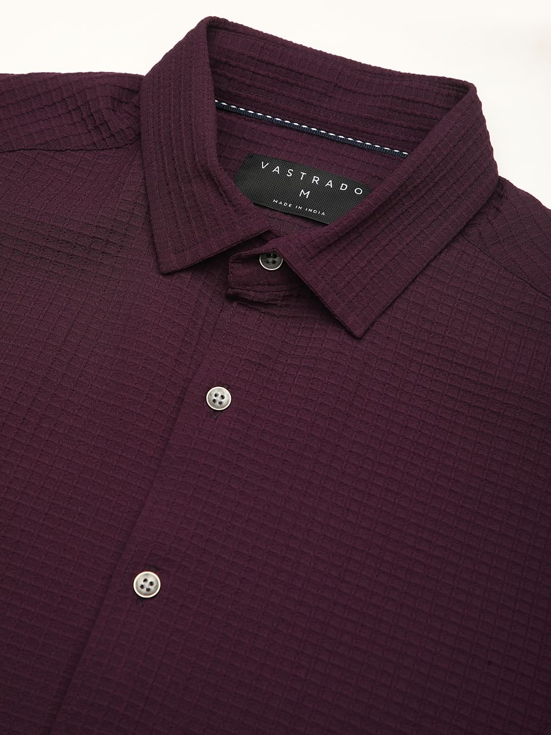Wine Mini Checks Textured Shirt