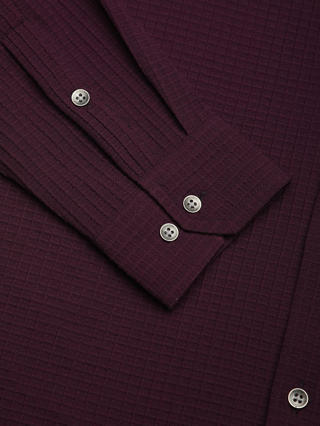 Wine Mini Checks Textured Shirt