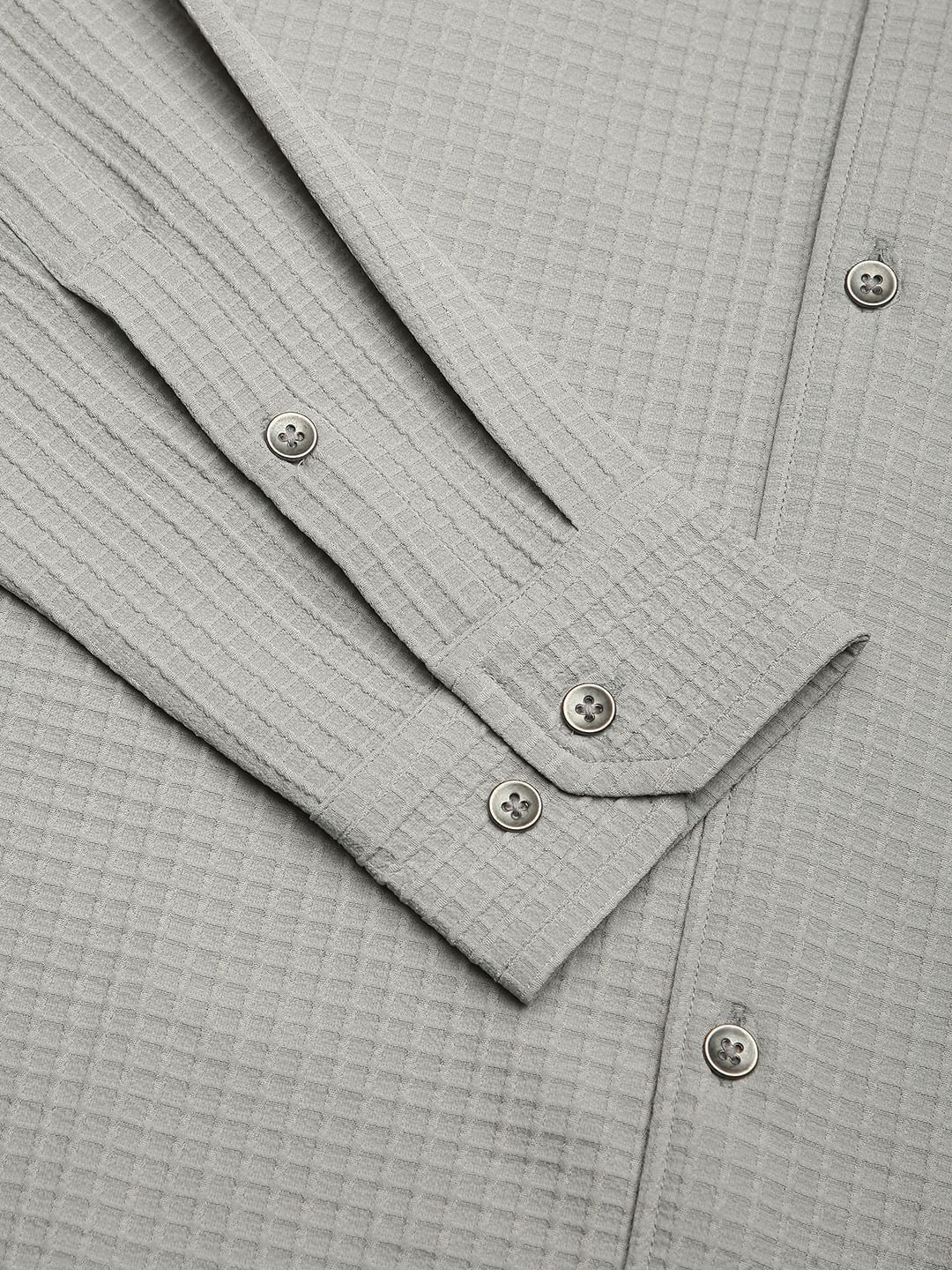 Moon Grey Mini Checks Textured Shirt