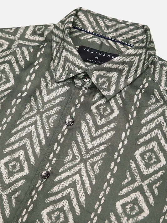 Fern Green Ikat Printed Shirt