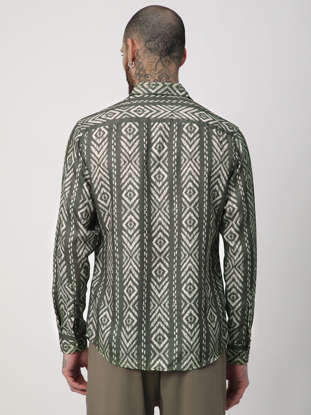 Fern Green Ikat Printed Shirt