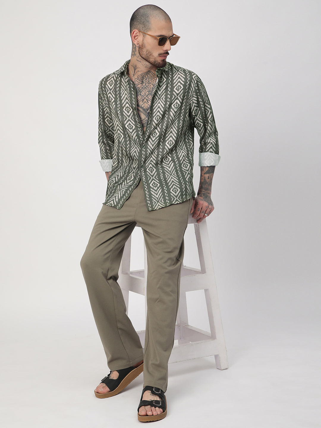 Fern Green Ikat Printed Shirt