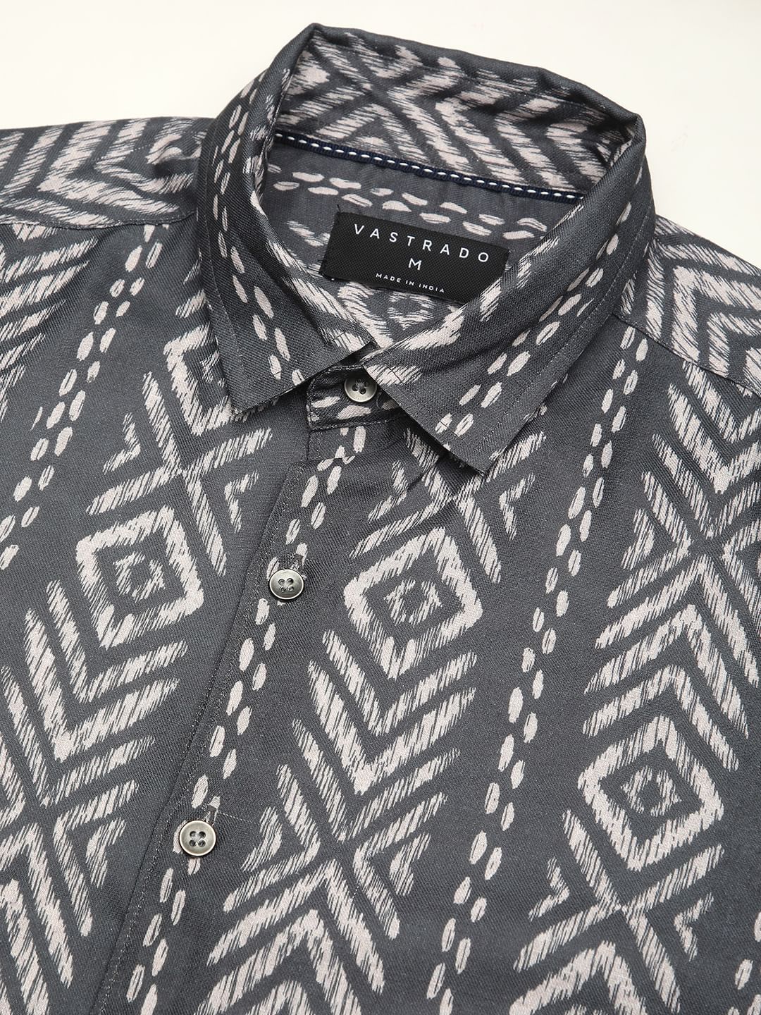 Dark Slate Grey Ikat Printed Shirt