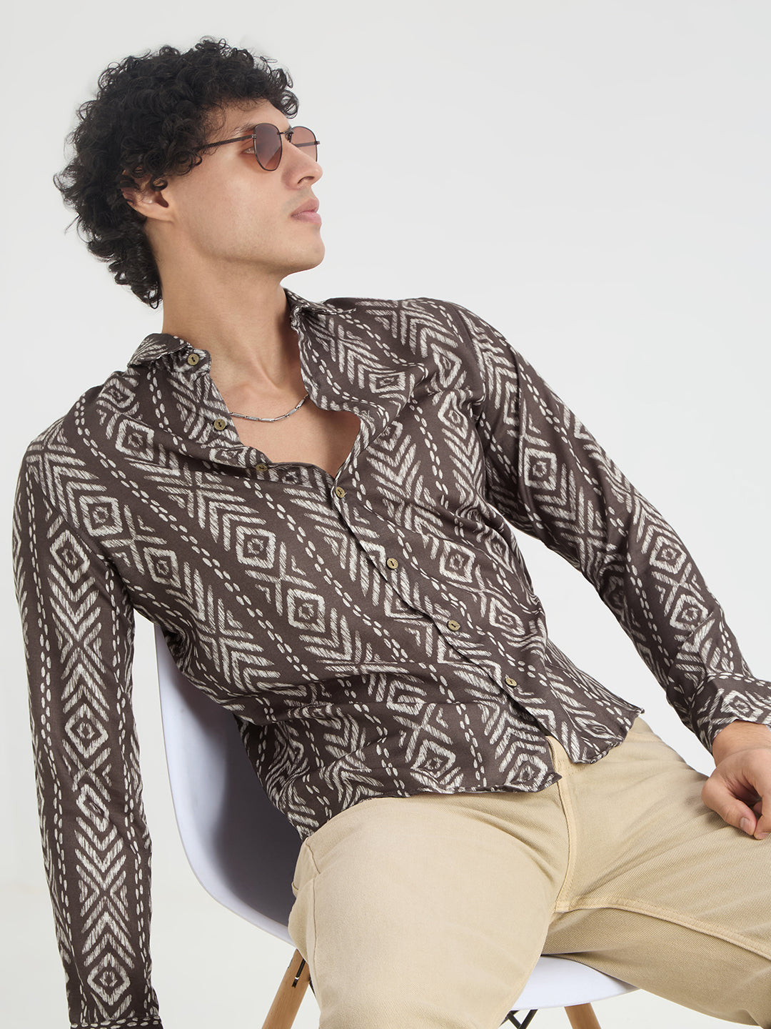 Penny Brown Ikat Printed Shirt