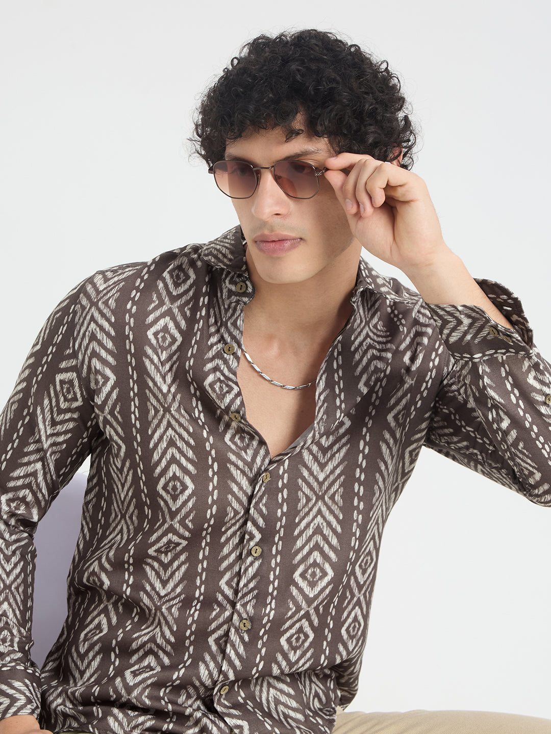 Penny Brown Ikat Printed Shirt