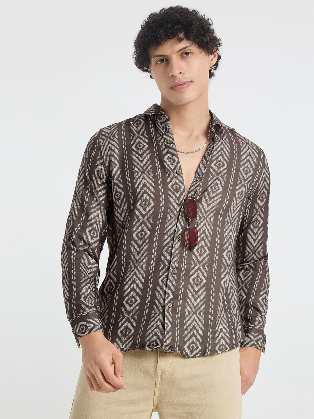 Penny Brown Ikat Printed Shirt