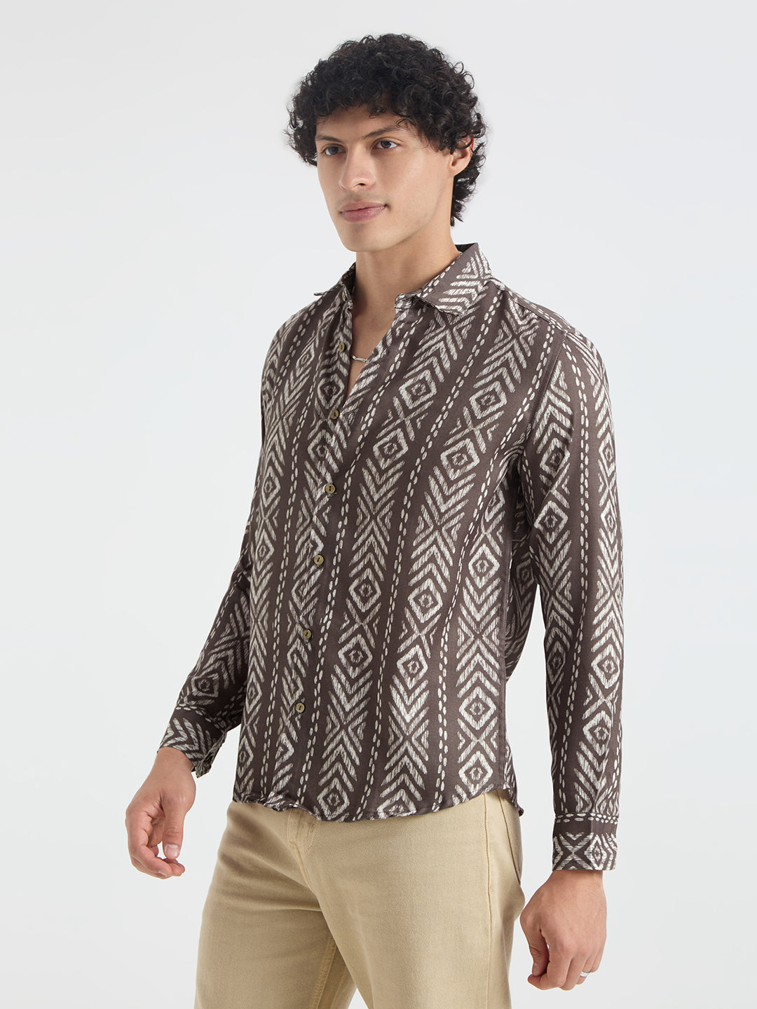 Penny Brown Ikat Printed Shirt