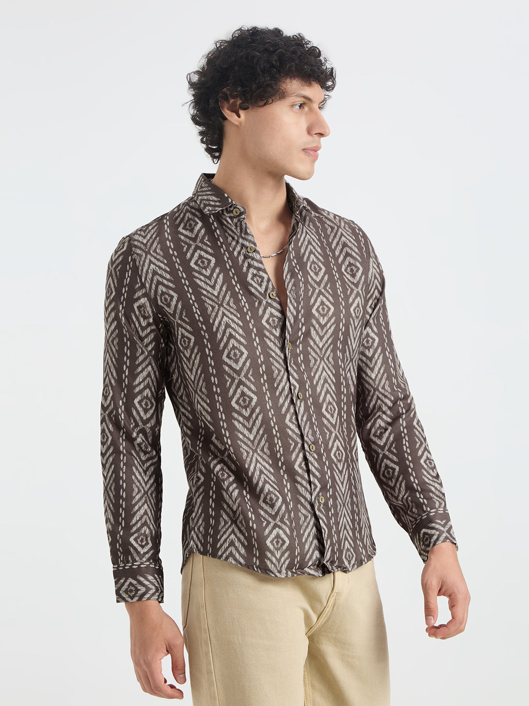 Penny Brown Ikat Printed Shirt