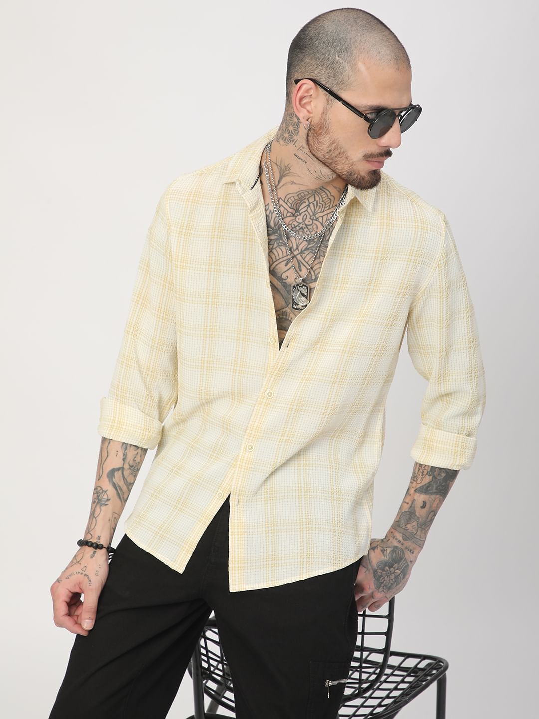 Dandelion Mini Plaid Checks Seersucker Shirt